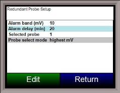 RPS Screen - Redundant Probe Setup Screen